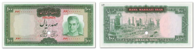 Iran - Banque Markazi
Spécimen du 100 rials

ND (1969) - Série 66 - N° 000000...