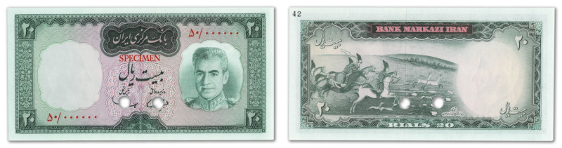 Iran - Banque Markazi
Spécimen du 20 rials

ND (1969) - Série 50 - N°000000
...