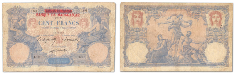 Madagascar - Banque de Madagascar
100 francs 

3 janvier 1893 - L.197/663

...