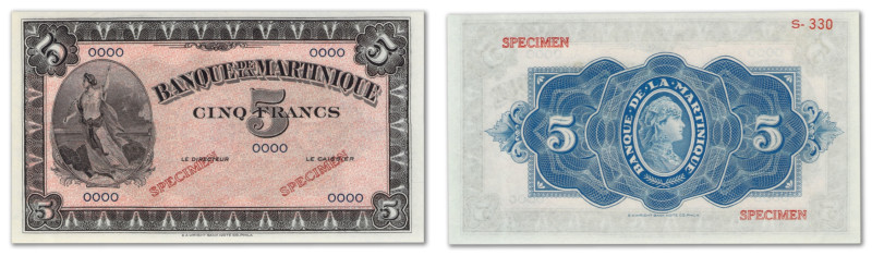 Martinique - Banque de la Martinique
Spécimen du 5 francs type US

ND (1942) ...