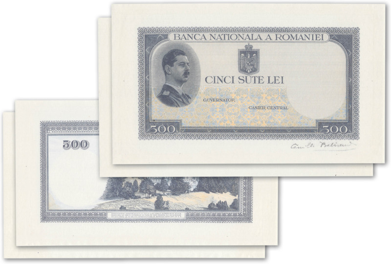 Roumanie - Banque Nationale
Paire d'épreuves unifaces non filigranées du 500 le...