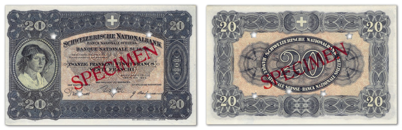 Suisse - Banque Nationale Suisse
Épreuve non filigranée du 20 francs billet de ...