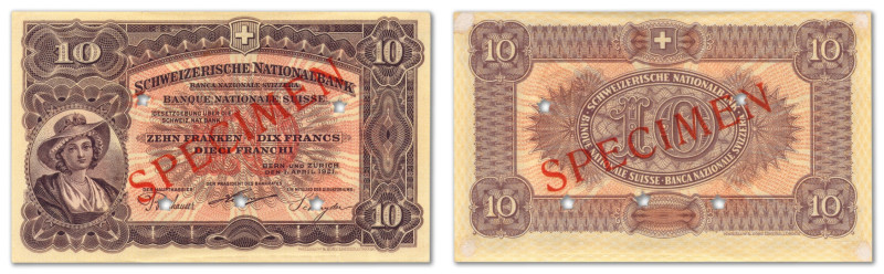 Suisse - Banque Nationale Suisse
Spécimen non filigrané du 10 francs billet de ...