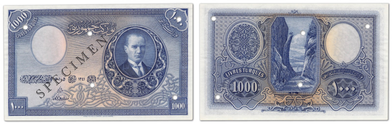 Turquie - Ministère des finances
Spécimen filigrané du 1000 livres

ND (1926 ...