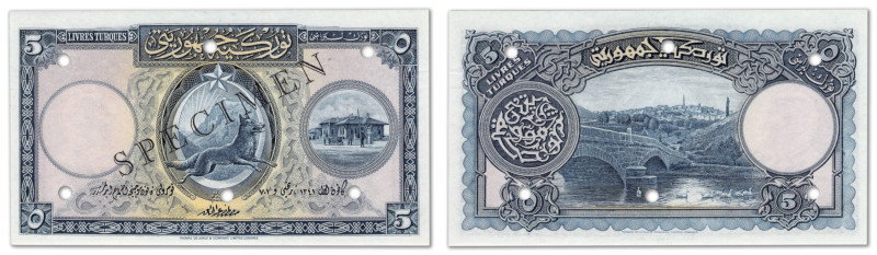 Turquie - Ministère des finances
Spécimen filigrané du 5 livres 

ND (1926 / ...