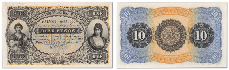 Uruguay - La Banque Anglaise du Rio de la Plata
Spécimen du 10 pesos 

1er ma...