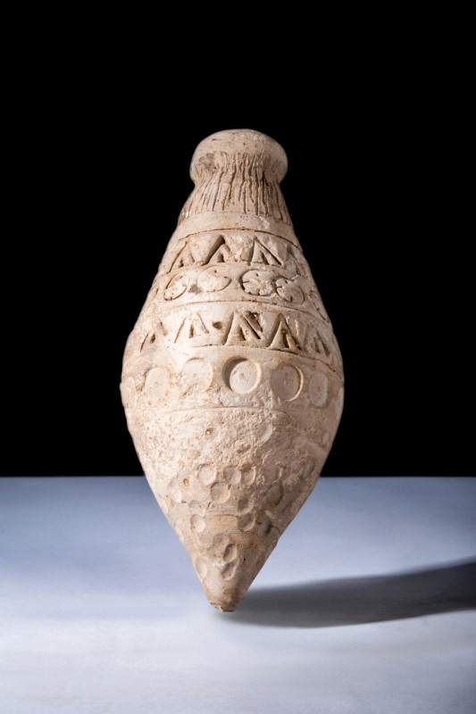 BYZANTINE POTTERY "GREEK FIRE" GRENADE

 Ca. 800-1000 AD
 A ceramic grenade a...