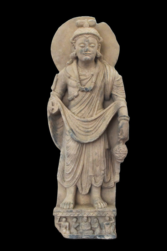 LARGE GANDHARAN SCHIST FIGURE OF BODHISATTVA MAITREYA

 Ca. 200-300 AD
 A sub...