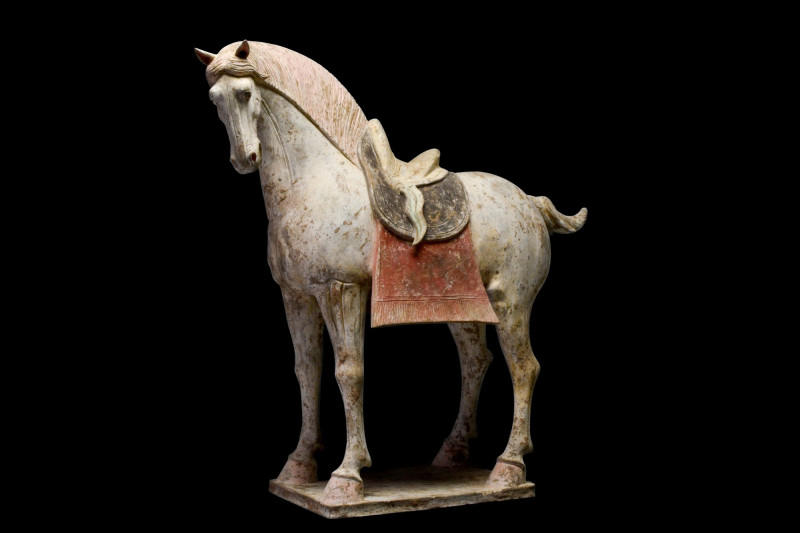 CHINESE TANG DYNASTY TERRACOTTA HORSE - TL TESTED

 Ca. 618-907 AD
 An impres...