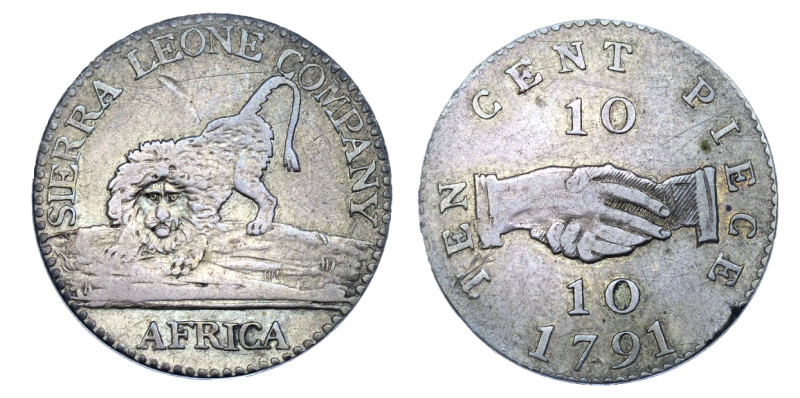 KM-3. Very rare silver 10 cents 1791, XF, light scratch. Mintage 4200 pieces, ra...