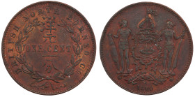 British North Borneo. 1 cent 1890. About UNC.