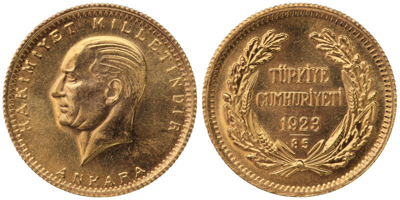 KM# 855; Gold (.917), 7.21 g. 22mm.; Tam Cumhuriyet Altini; Gold Bullion Coinage...