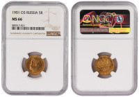 Russia 5 Roubles 1901 NGC MS-66