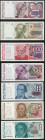 Argentina 1, 5, 10, 50, 100, 500, 1000 Australes 1985-90 Specimen, Lot of 7