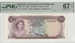 Bahamas 1/2 Dollar 1965 PMG Superb Gem UNC 67 EPQ
