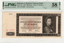 Bohemia & Moravia 500 Korun 1942 PMG 58