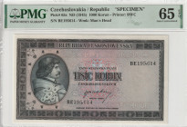 Czechoslovakia 1000 Korun ND (1945) PMG 65 EPQ Specimen