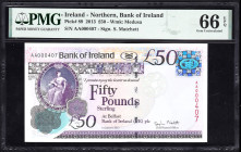 Ireland Northern 50 Pounds 2013 PMG 66 EPQ !TOP POP!