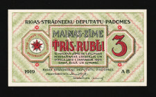 Latvia 3 Roubles 1919