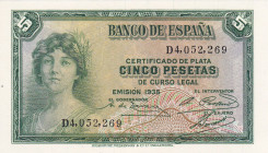 Spain 5 Pesetas 1935