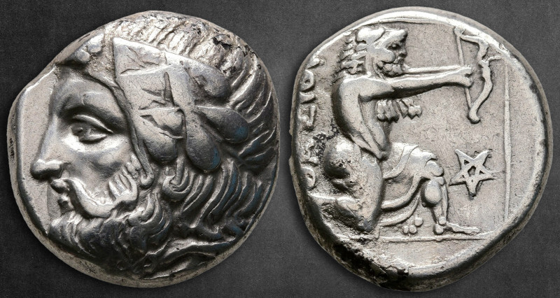 Islands off Thrace. Thasos circa 411-340 BC. 
Tetradrachm AR

23 mm, 15,23 g...