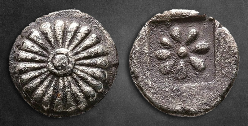 Ionia. Erythrai circa 480-450 BC. 
Hemiobol AR

7 mm, 0,31 g

Rosette / Sim...