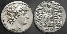Seleukid Kingdom. Uncertain mint 127 in Cilicia, probably Tarsos. Philip I Philadelphos 95-75 BC. Tetradrachm AR