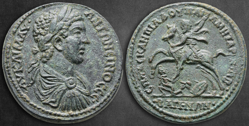 Lydia. Bageis. Caracalla AD 198-217. Asklepiades, magistrate
Medallion Æ

36 ...