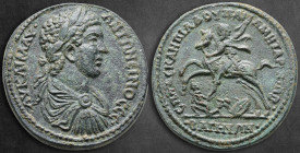 Lydia. Bageis. Caracalla AD 198-217. Asklepiades, magistrate. Medallion Æ