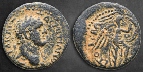 Judaea. Caesarea Paneas. Herodians. Agrippa II with Domitian AD 50-95. Dated CY 26 = 85/6 CE. Bronze Æ