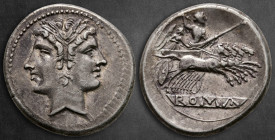 Anonymous 225-214 BC. Uncertain mint. Didrachm – Quadrigatus AR
