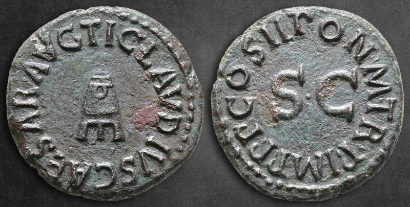 Claudius AD 41-54. Rome
Quadrans Æ

17 mm, 3,34 g

TI CLAVDIVS CAESAR AVG a...