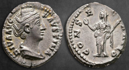 Diva Faustina I AD 140-141. Rome. Denarius AR