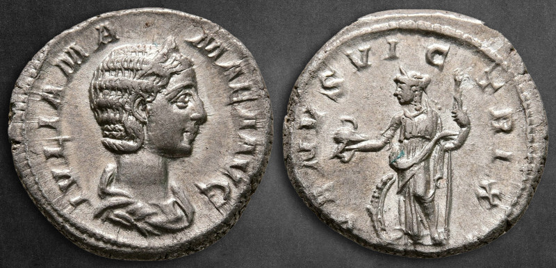 Julia Mamaea. Augusta AD 222-235. Rome
Denarius AR

19 mm, 2,76 g

IVLIA MA...