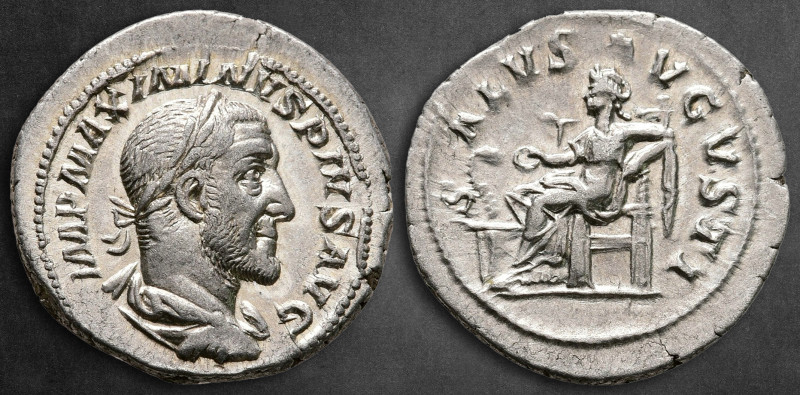 Maximinus I Thrax AD 235-238. Rome
Denarius AR

21 mm, 3,14 g

IMP MAXIMINV...