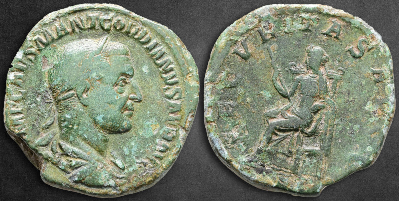 Gordian I AD 238. Struck AD 238. Rome
Sestertius Æ

31 mm, 20,12 g

[I]MP C...