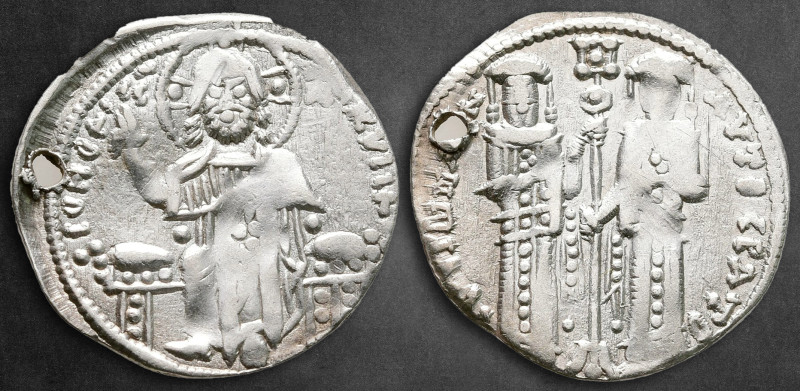 Andronicus II with Michael IX AD 1295-1320. Constantinople
Basilikon AR

21 m...