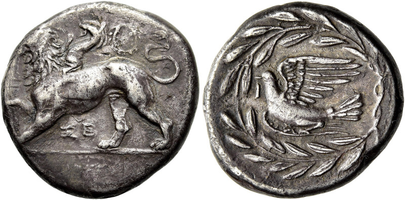 PELOPONNES. SIKYON
Stater ø 24mm (11,88g). ca. 335 - 330 v. Chr. Vs.: Chimaira ...