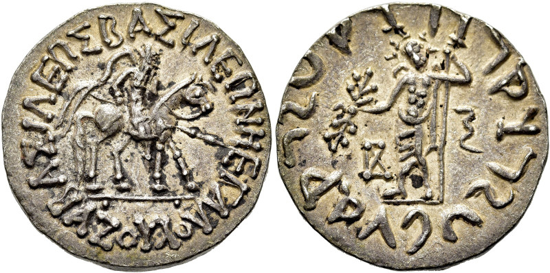 INDO-SKYTHEN. 
Azes, ca. 58 - 12 v. Chr. Tetradrachme ø 26mm (9,70g). Mzst. im ...