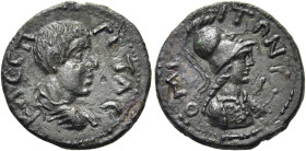 MOESIA INFERIOR. NIKOPOLIS 
TOMIS. Geta als Caesar, 198 - 209 n. Chr. AE ø 17mm (2,64g). Vs.: Κ Λ CΕΠ ΓΕΤΑC, drapierte Panzerbüste n. r. Rs.: Τ-ΟΜ-ΙΤ...