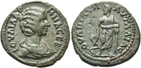 THRAKIEN. PAUTALIA 
Iulia Domna, 211 - 217 n. Chr. AE ø 24mm (7,77g). Vs.: ΙΟΥΛΙΑ ΔΟΜΝΑ CΕΒ, drapierte Büste n. r. Rs.: ΟΥΛΠΙΑC Π-ΑΥΤΑΛΙΑC, Asklepios...