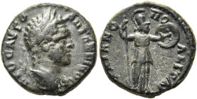 THRAKIEN. TRAIANOPOLIS 
Caracalla als Augustus, 211 - 217 n. Chr. AE ø 16mm (3,28g). Vs.: ΠΡΟC ΑΥΓΟ ΑΝΤΩΝΕΙΝΟC, Kopf mit Lorbeerkranz n. r. Rs.: ΤΡΑΙ...