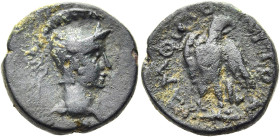 MAKEDONIEN. AMPHIPOLIS 
Pseudo-autonom. AE ø 18mm (4,55g). 187 - 31 v. Chr.? Vs.: Kopf der Athena mit Helm n. r. Rs.: ΑΜΦΙΠΟΛΙΤΩΝ, Adler auf Blitzbün...