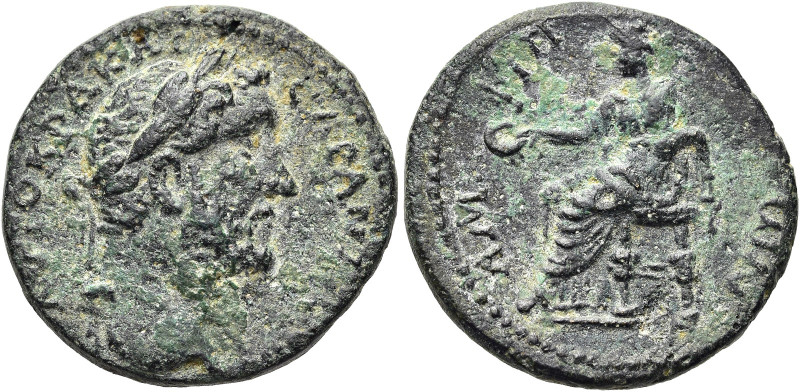 MAKEDONIEN. AMPHIPOLIS 
Antoninus Pius, 138 - 161 n. Chr. AE ø 23mm (7,62g). Vs...