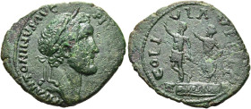 MAKEDONIEN. PHILIPPI 
Antoninus Pius, 131 - 161 n. Chr. AE Kleinbronze ø 26mm (6,21g). Vs.: ANTONINVS AVG PIVS P P TR P COS IIII, Kopf mit Lorbeerkra...