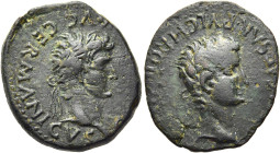 KRETA. KNOSSOS 
Caligula, 37 - 41 n. Chr. AE ø 22mm (5,19g). Magistrate Pulcher und Vario. Vs.: [C CAESAR] AVG GERMANICVS Kopf n. r., Rs.: [GER] CAES...