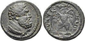 LYDIEN. THYATEIRA 
Pseudo-autonom. AE Kleinbronze ø 15mm (1,78g). 2. - 3. Jh. n. Chr. Vs.: Büste des Herakles n. r. Rs.: ΘΥΑΤΕΙ-Ρ-Η-ΝΩΝ, Adler mit ge...