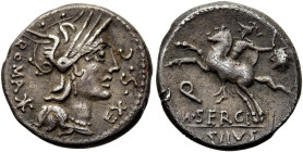 RÖMISCHE REPUBLIK. RÖMISCHE REPUBLIK NACH 211 V. CHR 
M. Sergius Silus, 116 oder 115 v. Chr. Denar ø 17mm (3,88g). Mzst. Rom. Vs.: ROMA / EX S C, Kop...