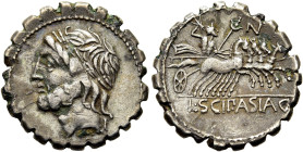 RÖMISCHE REPUBLIK. RÖMISCHE REPUBLIK NACH 211 V. CHR 
L. Cornelius Scipio Asiaticus, 106 v. Chr. Denar ø 18mm (3,00g). Mzst. Rom. Vs.: Kopf des Jupit...