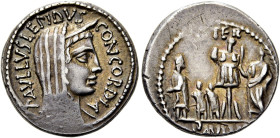 RÖMISCHE REPUBLIK. RÖMISCHE REPUBLIK NACH 211 V. CHR 
L. Aemilius Lepidus Paullus, 62 v. Chr. Denar ø 19mm (3,96g). Mzst. Rom. Vs.: PAVLLVS LEPIDVS C...